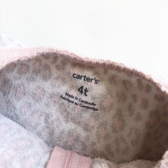 Carters gray cheetah fleece footed pajama GUC 4T - Picture 4 of 5